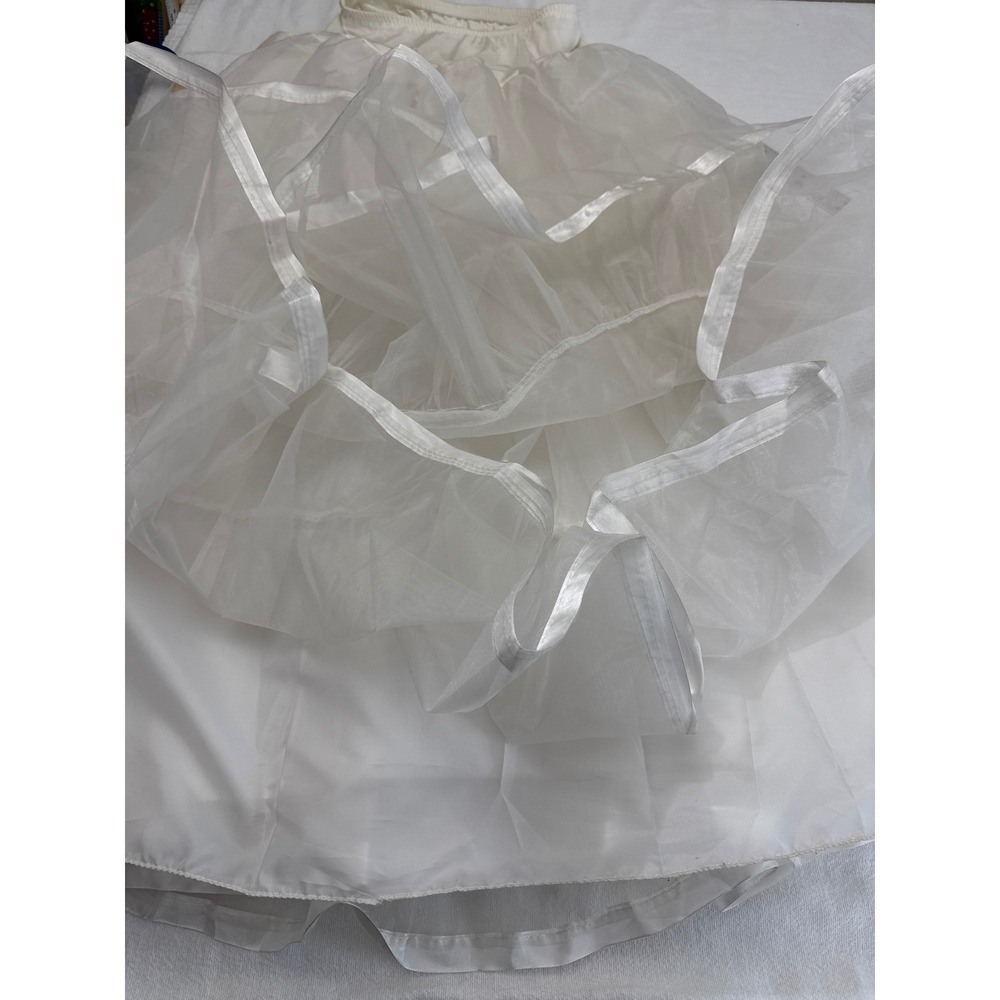 Vintage White Tiered Petticoat 3 Layer Crinoline Tulle Skirt Slip Bridal Costume - Picture 5 of 5
